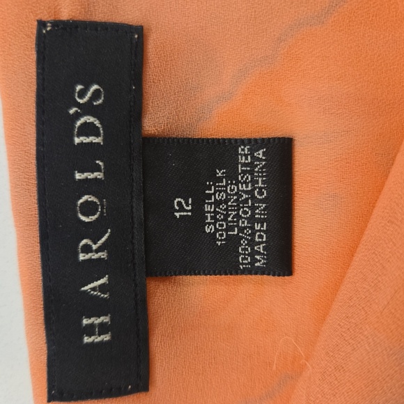 VTG Harold's Y2K 100% Silk Paisley Ruffle Midi Skirt Womens Blue Pink Size 12 - Picture 7 of 10